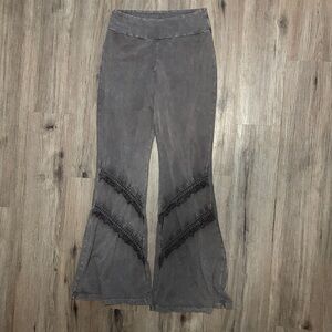 Women’s Chatoyant Brown Flared Pants With Leg Tassels - Size Large